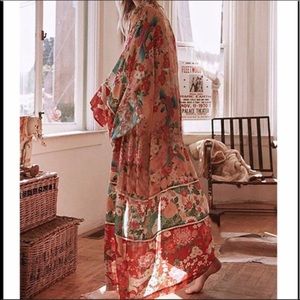 Floral Boho Long Kimono Duster Coverup Robe